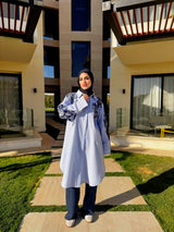 Stripes Embroidered Shirt - Blue