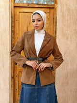 Leather Blazer - Brown