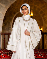 Linen Golden Piping Kaftan - Beige