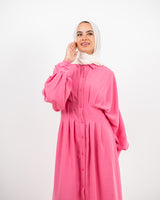 Linen Seamed Dress - Pink