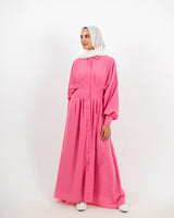 Linen Seamed Dress - Pink