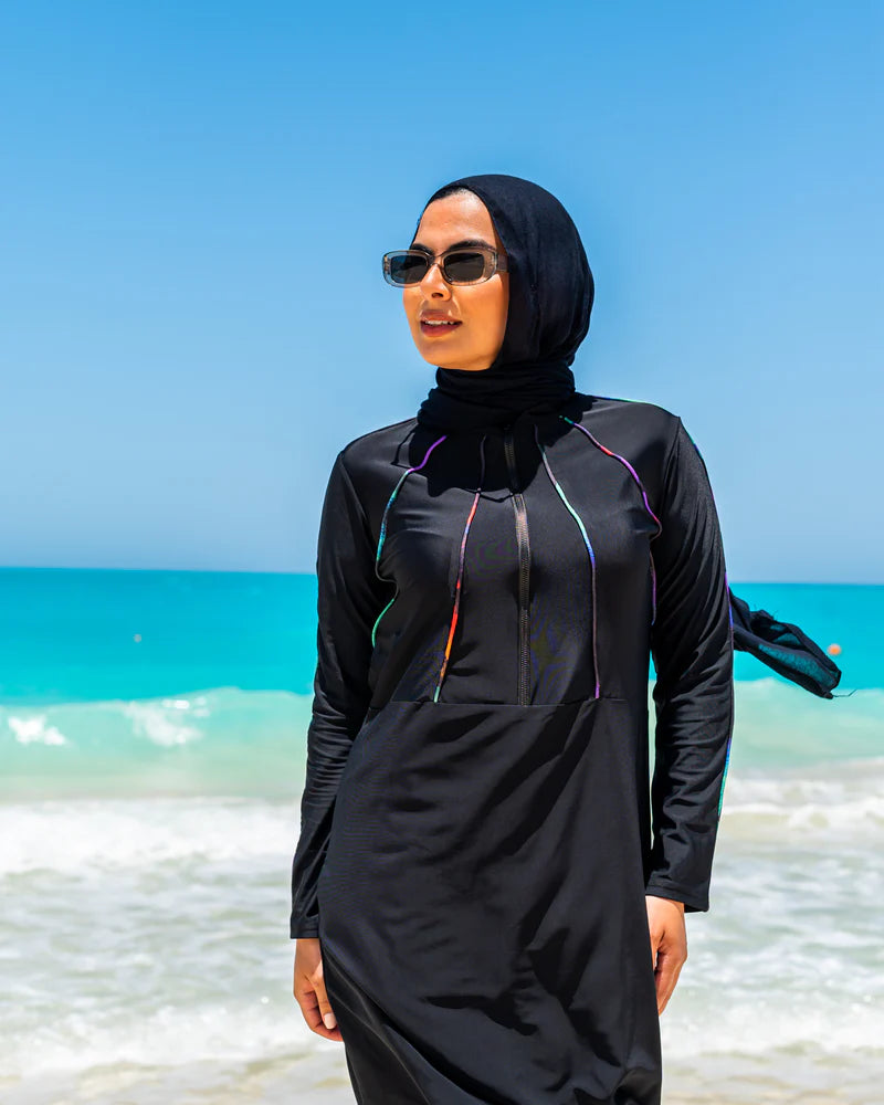 Piped Burkini - Black