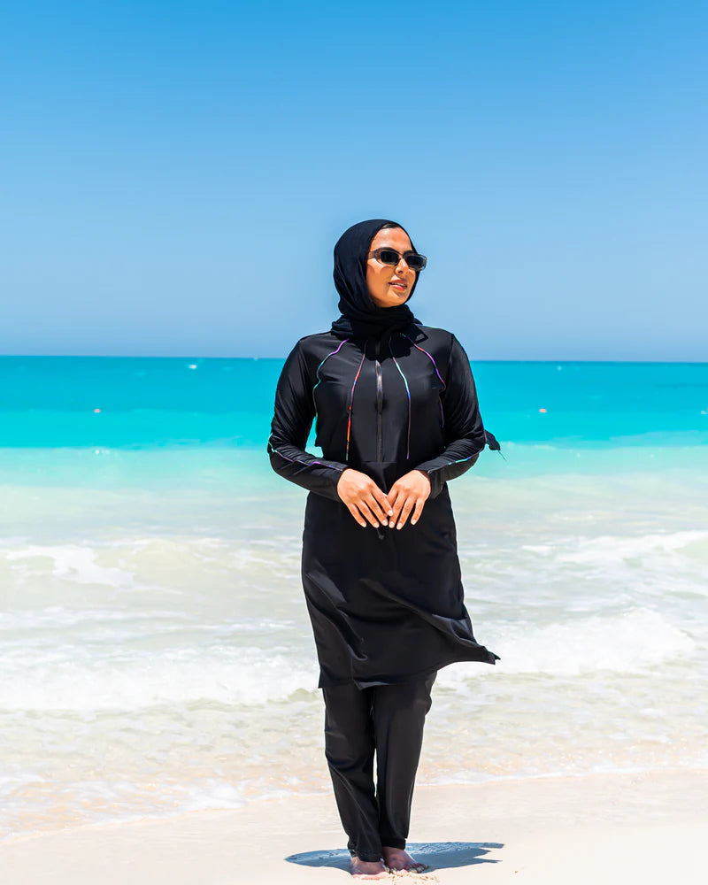 Piped Burkini - Black