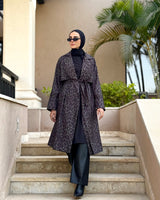 Printed Gabardine Coat - Olive