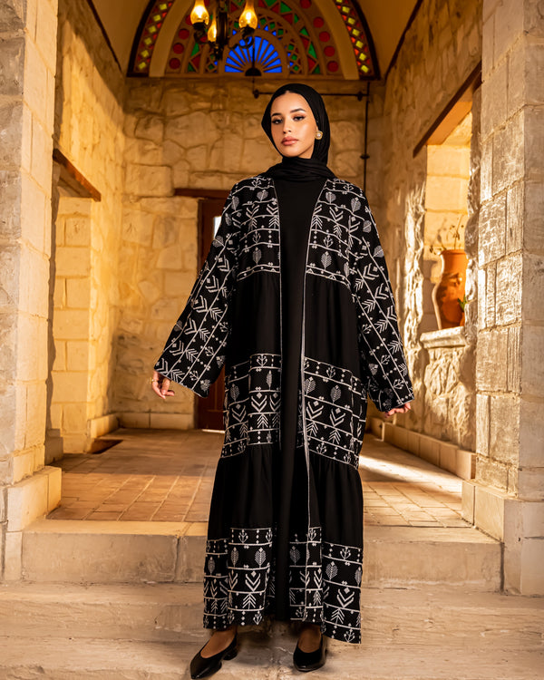 Serma Embroidery Kaftan - Black