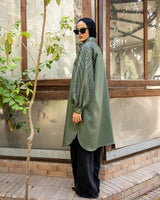 Shirt With Studded Sleeves - Olive