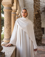 Strass Abaya With Wrap scarf - Beige