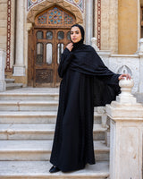 Strass Abaya With Wrap scarf - Black