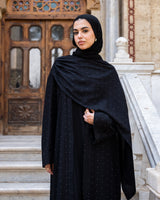 Strass Abaya With Wrap scarf - Black