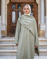 Strass Abaya With Wrap scarf - Olive