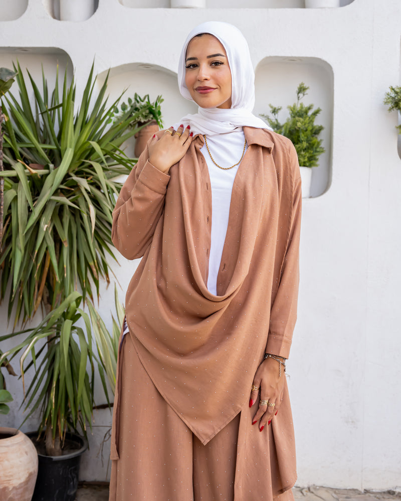 Strassed Blouse - Brown