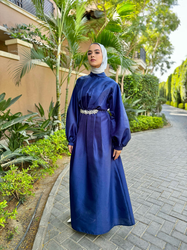 Taffeta Shiny Dress - Dark Blue