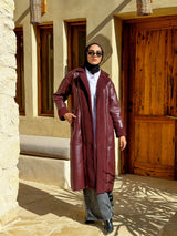 Teddy Leather Coat - Maroon