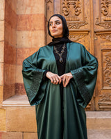 Embroidered Cuffs Kaftan-Green