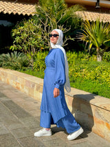 Linen Jumpsuit Set-Blue